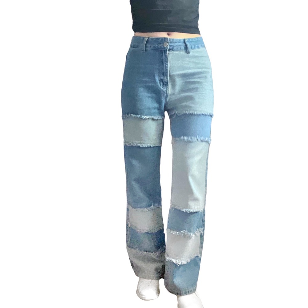 SHEIN Patchwork High Rise Jeans - Picture 3 of 7